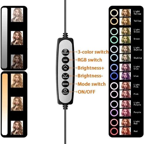 10" RGB Selfie Light Circle LED Fill Dimmable Lamp Video Trepied Makeup Photography with Remote Tripod in Kuwait
