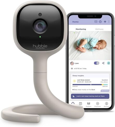 Hubble Connected AI Vision 5-in-1 2K UHD Baby Monitor with AI Alerts, True Cry Detection, Sleep Insights, Nightlight & Smart Soother, Flexible Mount, Dual-Band Wi-Fi (5 & 2.4 GHz) in Saudi Arabia