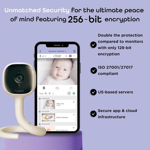 Hubble Connected AI Vision 5-in-1 2K UHD Baby Monitor with AI Alerts, True Cry Detection, Sleep Insights, Nightlight & Smart Soother, Flexible Mount, Dual-Band Wi-Fi (5 & 2.4 GHz) in Saudi Arabia