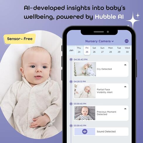 Hubble Connected AI Vision 5-in-1 2K UHD Baby Monitor with AI Alerts, True Cry Detection, Sleep Insights, Nightlight & Smart Soother, Flexible Mount, Dual-Band Wi-Fi (5 & 2.4 GHz) in Saudi Arabia