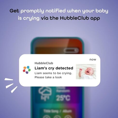 Hubble Connected AI Vision 5-in-1 2K UHD Baby Monitor with AI Alerts, True Cry Detection, Sleep Insights, Nightlight & Smart Soother, Flexible Mount, Dual-Band Wi-Fi (5 & 2.4 GHz) in Saudi Arabia