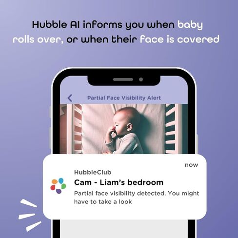 Hubble Connected AI Vision 5-in-1 2K UHD Baby Monitor with AI Alerts, True Cry Detection, Sleep Insights, Nightlight & Smart Soother, Flexible Mount, Dual-Band Wi-Fi (5 & 2.4 GHz) in Saudi Arabia