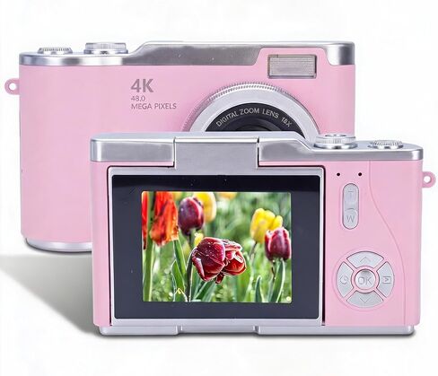 48MP Digital Camera for Kids, 1080P Compact Vlog Camera | 8x Zoom Camera for Boys, with Flip Screen and Rechargeable Battery, Point and Shoot for Girls in Kuwait