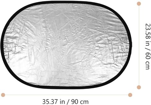 Collapsible Oval Photography Reflector Panel 60x90cm Silver White Double-Sided Reflective Board for Outdoor Portrait Lighting and Studio Photo Accessories in Saudi Arabia