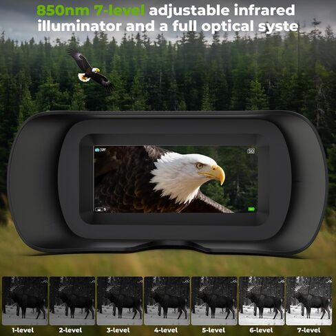 4K Night Vision Goggles, 80X Total Magnification, 64GB TF Card | 10X Optical + 8X Digital Zoom, 1315FT Vision Range, 5000mAh Rechargeable Battery, IPX Waterproof NVG, Gifts for Men in Kuwait