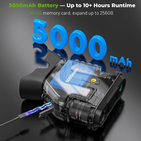 4K Night Vision Goggles, 80X Total Magnification, 64GB TF Card | 10X Optical + 8X Digital Zoom, 1315FT Vision Range, 5000mAh Rechargeable Battery, IPX Waterproof NVG, Gifts for Men in Kuwait