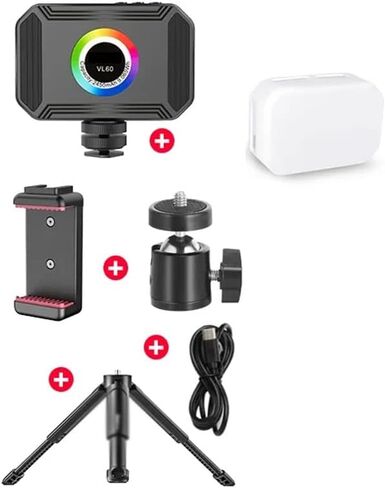 360 Full Color Mini RGB Video Light 2450mAh Rechargable Pocket Dimmable 2500-9000K Lamp in Kuwait