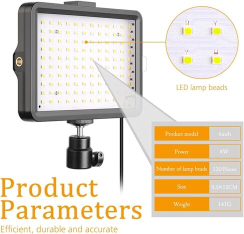 8 inch Photography Dimmable Flat-Panel Fill Lamp 3300-5600K LED Video Light for Live Streaming Photo Studio Panel in Kuwait