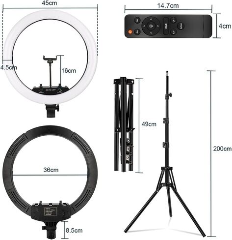 18 "Photography Light RGB with Tripod Dimmable 50W Video LED Round Fill in Kuwait
