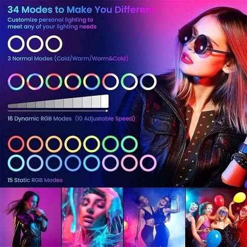 26CM RGB Color Soft Light Remote Circle Lamp with Tripod Stand Photography Fill Lighting Selfie Video Recording RingLight in Kuwait