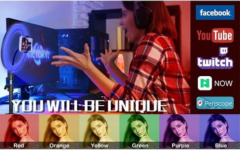 26CM RGB Color Soft Light Remote Circle Lamp with Tripod Stand Photography Fill Lighting Selfie Video Recording RingLight in Kuwait