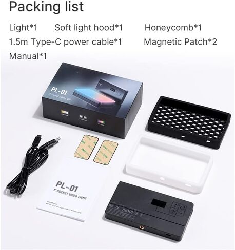 RGB LED Video Panel Light 7 inch Pocket Fill Dimmable 2500-9000K 4000mAh Photography for Live Streaming in Kuwait