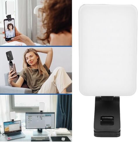 ClipOn Video Conference Light | 5 Color Temps 3000K-6500K, 360° Rotation, Rechargeable LED Fill Light for Laptop, Phone, Vlog, Zoom Teams Work from Home in Saudi Arabia