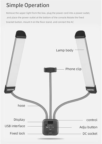 3000K-6000K 40W arm Filled LED Light Long with LCD Screen for Live Broadcast in a Photo Studio in Kuwait