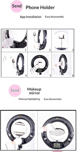 Dimmable LED Ring Light FD-480II for Portrait Selfie YouTube Photo Video Studio Photography Continuous Light with Tripod, Batteries, Chargers, Carrying Bag, Makeup Mirror, Photo in Saudi Arabia