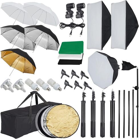 Photography Lighting Kit – 8.5x10ft Backdrop Stand, 45W 5500K LED Softbox, Umbrella, 5 Tripod Stands – Studio Video Set in Saudi Arabia