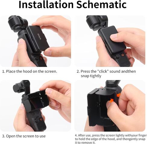 VRIG Foldable Screen Cover Sun Hood for DJI Osmo Pocket 3/4 Accessories | Portable Anti-Glare Protector for Outdoor Shooting, Gimbal Screen Protective Sunshade Cover for Pocket 3 Accessories in Kuwait