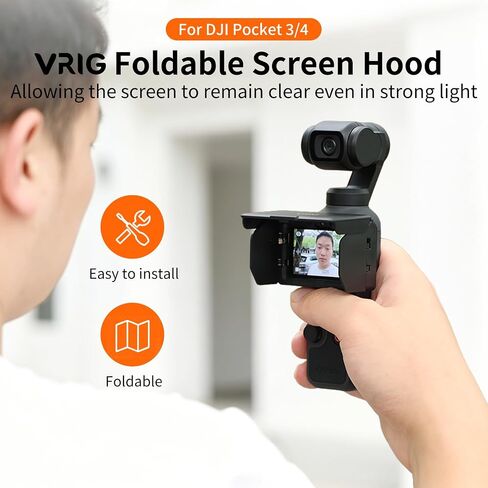 VRIG Foldable Screen Cover Sun Hood for DJI Osmo Pocket 3/4 Accessories | Portable Anti-Glare Protector for Outdoor Shooting, Gimbal Screen Protective Sunshade Cover for Pocket 3 Accessories in Kuwait