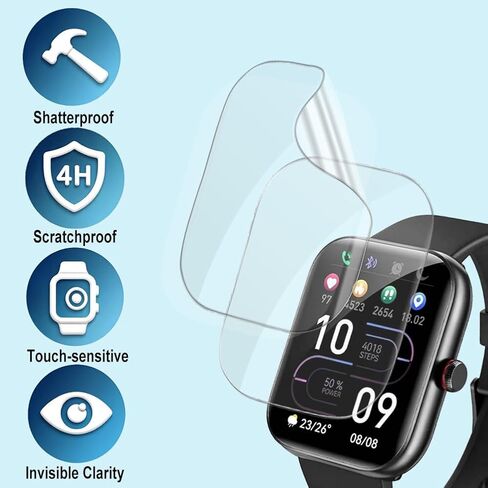 Screen Protector for 1.91" Smartwatch IDW20, Compatible with Yoever, TOOBUR Fitness Tracker, Flexible TPU Film, Full Coverage, Self-Healing, High Definition Clear in Kuwait