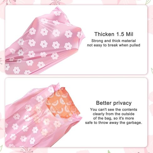 On-The-Go Sanitary Napkin Disposal Bags Cherry Sakura Scented Trash Bag with Pink Dispenser 0.5 Gallon, Disposable feminine Period Disposal Bags, Fits Tampons, Sanitary Napkins, Diapers, 150 Pcs in Saudi Arabia