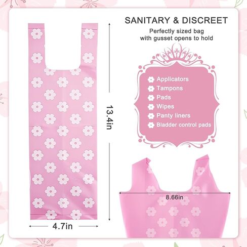 On-The-Go Sanitary Napkin Disposal Bags Cherry Sakura Scented Trash Bag with Pink Dispenser 0.5 Gallon, Disposable feminine Period Disposal Bags, Fits Tampons, Sanitary Napkins, Diapers, 150 Pcs in Saudi Arabia