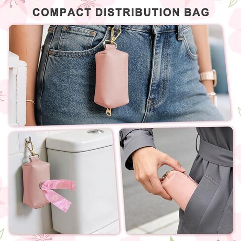 On-The-Go Sanitary Napkin Disposal Bags Cherry Sakura Scented Trash Bag with Pink Dispenser 0.5 Gallon, Disposable feminine Period Disposal Bags, Fits Tampons, Sanitary Napkins, Diapers, 150 Pcs in Saudi Arabia