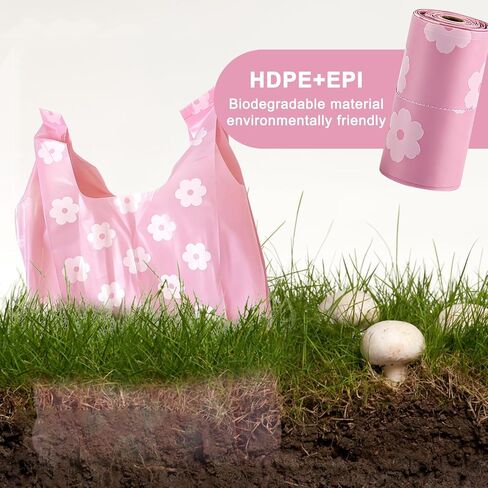 On-The-Go Sanitary Napkin Disposal Bags Cherry Sakura Scented Trash Bag with Pink Dispenser 0.5 Gallon, Disposable feminine Period Disposal Bags, Fits Tampons, Sanitary Napkins, Diapers, 150 Pcs in Saudi Arabia