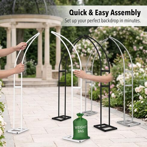 Metal Freestanding Wedding Arch Frame | Iron - Includes Sandbag - Event Backdrop Stand - Galvanized Steel Construction - Wedding Decor - Ceremony Arch in Saudi Arabia