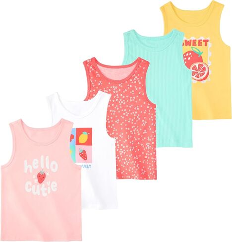 Garanimals Baby & Toddler Girl Tank Top, Size 0-6T, Multi-Pack | Everyday Machine-Washable Kid's Clothes, Kid's Sleeveless Tees, Comfortable Everyday Outfits, OEKO-TEX Standard 100 Certified in Kuwait