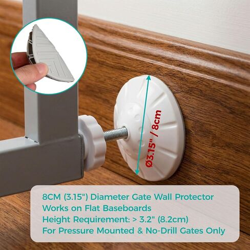 Baby Gate Extender Kit, 4 Cups, 4 M8x125mm Spindle Rods, White | 3.15-inch PP/TPE baby gate wall protectors; steel cores; pressure-mounted, no-drill fit; wider contact area for stability in Kuwait