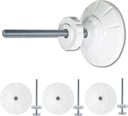 Baby Gate Extender Kit, 4 Cups, 4 M8x125mm Spindle Rods, White | 3.15-inch PP/TPE baby gate wall protectors; steel cores; pressure-mounted, no-drill fit; wider contact area for stability in Kuwait