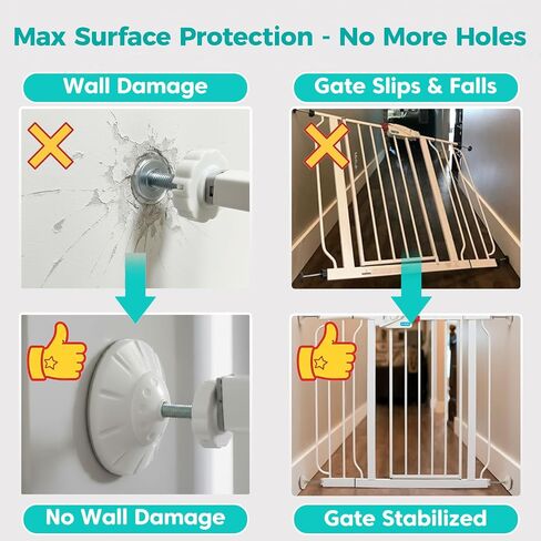 Baby Gate Extender Kit, 4 Cups, 4 M8x125mm Spindle Rods, White | 3.15-inch PP/TPE baby gate wall protectors; steel cores; pressure-mounted, no-drill fit; wider contact area for stability in Kuwait
