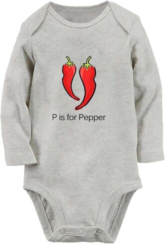 iDzn Babies P is For Pepper Funny Romper Newborn Baby Bodysuits Infant Veggies Novelty Jumpsuits Kids Long One-Piece Outfits in Saudi Arabia
