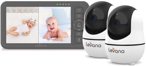 Levana Nala Video Baby Monitor, 5.5" 1080P Screen, 2 Night Vision PTZ Cameras, 22 Hour Battery Life, 5000mAH Battery, No WiFi, Two-Way Talk, 1000ft of Range Baby Cameras in Kuwait