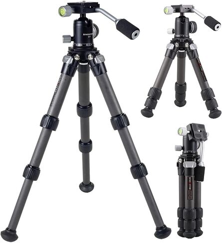 Carbon Fiber Tripod Tabletop Camera Tripod Metal Mini Tripod with 360 degree Metal ball head with handle for Camera and Phone ,Compatible with Canon,Nikon,Sony Cameras. in Saudi Arabia