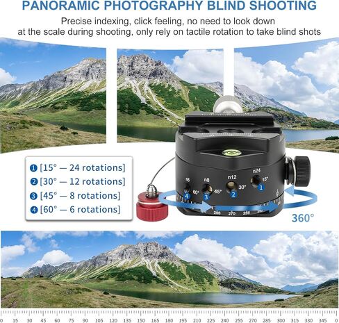 CAVIX Professional 720°Gimbal Head Panoramic VR Tripod Head - 15kg/33lbs Load Capacity, 3-Way Head with Quick Release Plate for DSLR/Mirrorless Camera, Tripod, Ball Head, Panorama Photography PH-720A in Saudi Arabia