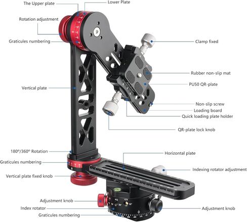 CAVIX Professional 720°Gimbal Head Panoramic VR Tripod Head - 15kg/33lbs Load Capacity, 3-Way Head with Quick Release Plate for DSLR/Mirrorless Camera, Tripod, Ball Head, Panorama Photography PH-720A in Saudi Arabia