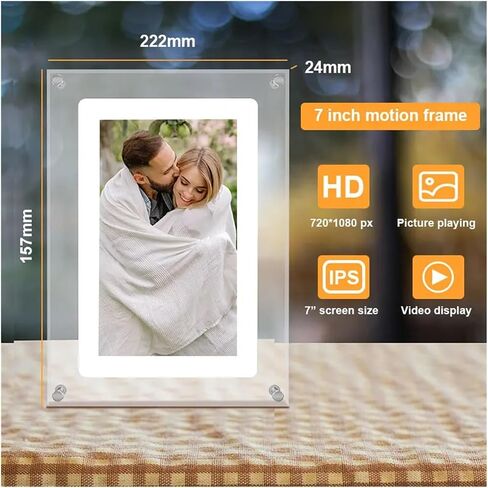 2G Memory 7inch Acrylic Digital Photo Frame IPS Screen Battery in NFT Display Electronic Video Picture Frame Clearer in Kuwait