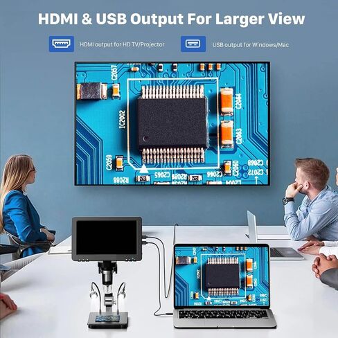 USB Microscope, Digital Microscope Scope 7'' IPS Screen 1200x View 16MP Soldering for Electronics Repair in Saudi Arabia