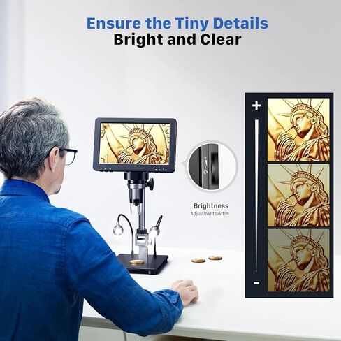 USB Microscope, Digital Microscope Scope 7'' IPS Screen 1200x View 16MP Soldering for Electronics Repair in Saudi Arabia