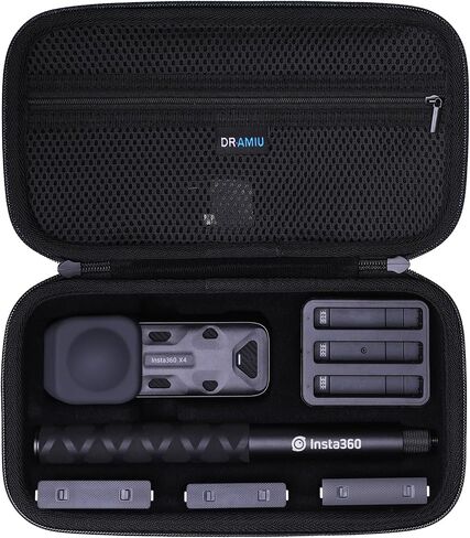 Hard Case for Insta360 X5, X4 Air, X4, X3 Action Camera Black | Compatible with Insta360 ONE X2 Cam and Accessories, for 114CM Invisible Selfie Stick, Batteries, Charger, Fast Charge Hub in Saudi Arabia