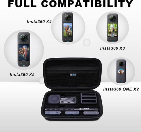 Hard Case for Insta360 X5, X4 Air, X4, X3 Action Camera Black | Compatible with Insta360 ONE X2 Cam and Accessories, for 114CM Invisible Selfie Stick, Batteries, Charger, Fast Charge Hub in Saudi Arabia