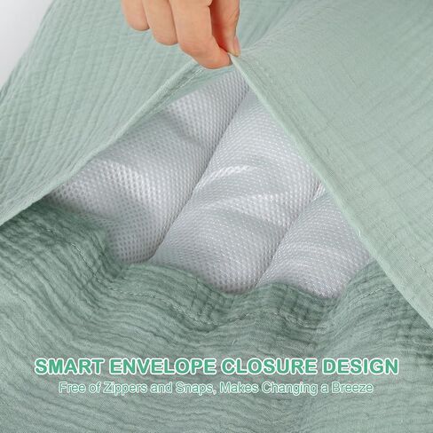 2 Pack Muslin Cotton Baby Lounger Replacement Cover, Ultra Soft Lightweight Breathable Skin Friendly Washable Removable Slipcover for Infant Newborn Lounger, Green & Grey, 30.3 x 21.6 Inches in Saudi Arabia