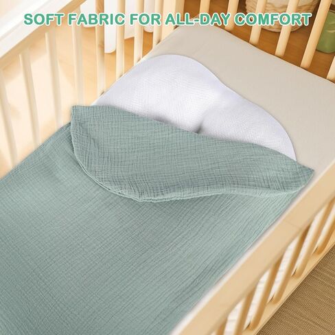 2 Pack Muslin Cotton Baby Lounger Replacement Cover, Ultra Soft Lightweight Breathable Skin Friendly Washable Removable Slipcover for Infant Newborn Lounger, Green & Grey, 30.3 x 21.6 Inches in Saudi Arabia