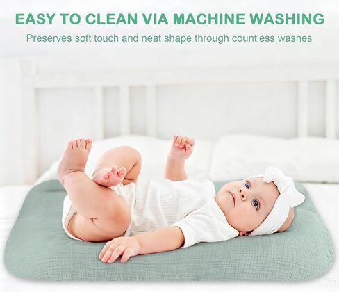 2 Pack Muslin Cotton Baby Lounger Replacement Cover, Ultra Soft Lightweight Breathable Skin Friendly Washable Removable Slipcover for Infant Newborn Lounger, Green & Grey, 30.3 x 21.6 Inches in Saudi Arabia