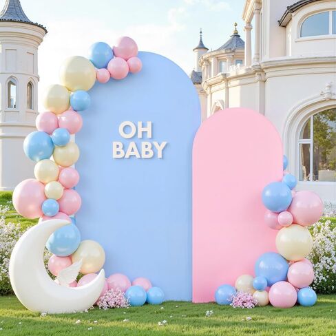Pink Purple Arch Covers 7.2 and 6ft Set of 2 Stretch Spandex Backdrop Cover | Baby Shower Arch Backdrop, Wedding Birthday Bridal Shower Mermaid Party Decor, Double-sided Balloon Arch Stand Cover in Saudi Arabia