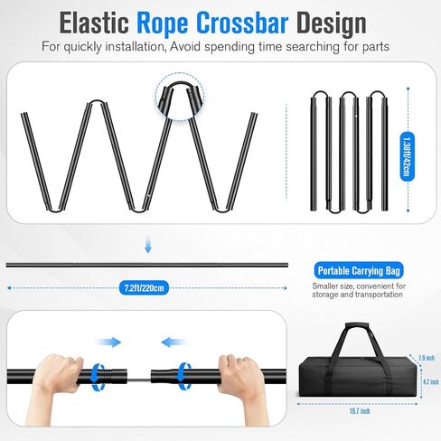 8x7.2ft Green Screen Backdrop Kit with Reverse Folding Base | Portable Green Screen T-Shape Stand with 5 Spring Clamps, Sandbag, Carry Bag for Zoom Video Streaming Photography in Kuwait
