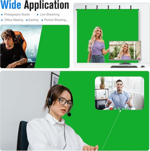 8x7.2ft Green Screen Backdrop Kit with Reverse Folding Base | Portable Green Screen T-Shape Stand with 5 Spring Clamps, Sandbag, Carry Bag for Zoom Video Streaming Photography in Kuwait