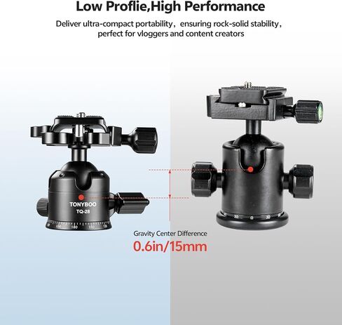 TONYBOO Low Profile Ball Head, All Metal CNC Precision Machined Tripod Head with Arca Swiss Quick Release Plate, 360° Panoramic Scale, Double U-Groove Panoramic Head for DSLR Camera, Load up to 22lbs in Saudi Arabia