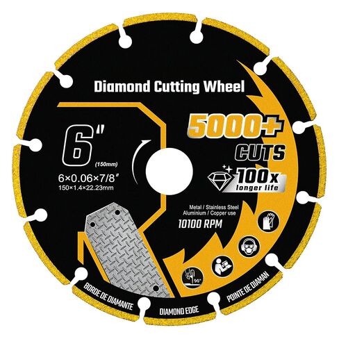 4 1/2 in Cut Off Wheel Diamond Cutting Wheel for Metal 7/8" Arbor | Angle Grinder Cutting Disc for Metal with 5000+ Cuts on Rebar, Steel, Iron and INOX in Saudi Arabia
